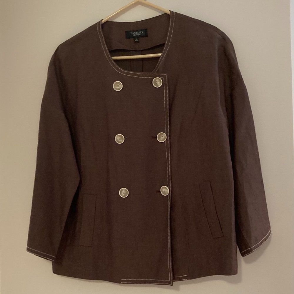 Talbots Brown Linen and Silk Talbots Jacket in Size 10